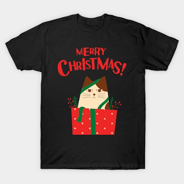 Grumpy Merry Christmas Cat T-Shirt by Pawfect Designz